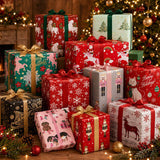 WRAPAHOLIC Reversible Christmas Wrapping Paper Roll, 17 Inch x 33 or 16.4 Feet Holiday Gift Wrap