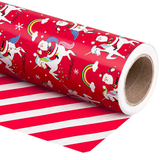 WRAPAHOLIC Reversible Christmas Wrapping Paper Roll, 17 Inch x 33 or 16.4 Feet Holiday Gift Wrap