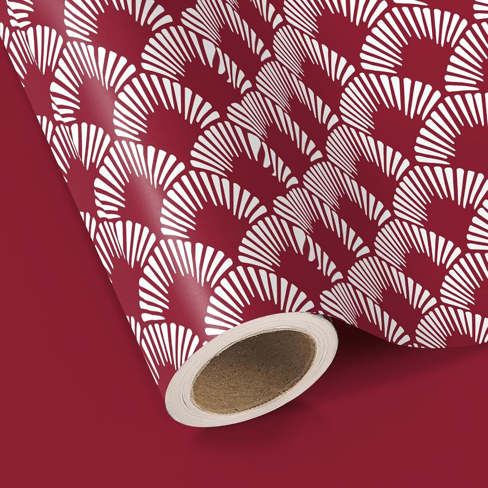 WRAPAHOLIC Christmas Wrapping Paper Roll, 17 Inch x 16.5 Feet, Reversible Holiday Gift Wrap, Double-Sided Christmas Designs for Gifts