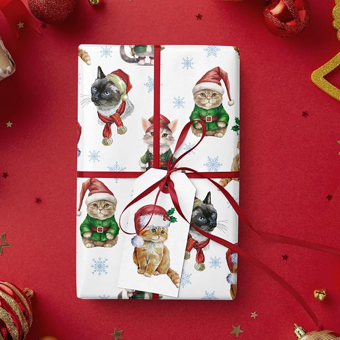 WRAPAHOLIC Christmas Wrapping Paper Roll, 17 Inch x 16.5 Feet, Reversible Holiday Gift Wrap, Double-Sided Christmas Designs for Gifts