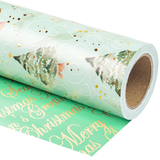 WRAPAHOLIC Reversible Christmas Wrapping Paper Roll, 17 Inch x 33 or 16.4 Feet Holiday Gift Wrap