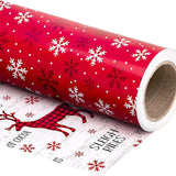 WRAPAHOLIC Reversible Christmas Wrapping Paper Roll, 17 Inch x 33 or 16.4 Feet Holiday Gift Wrap