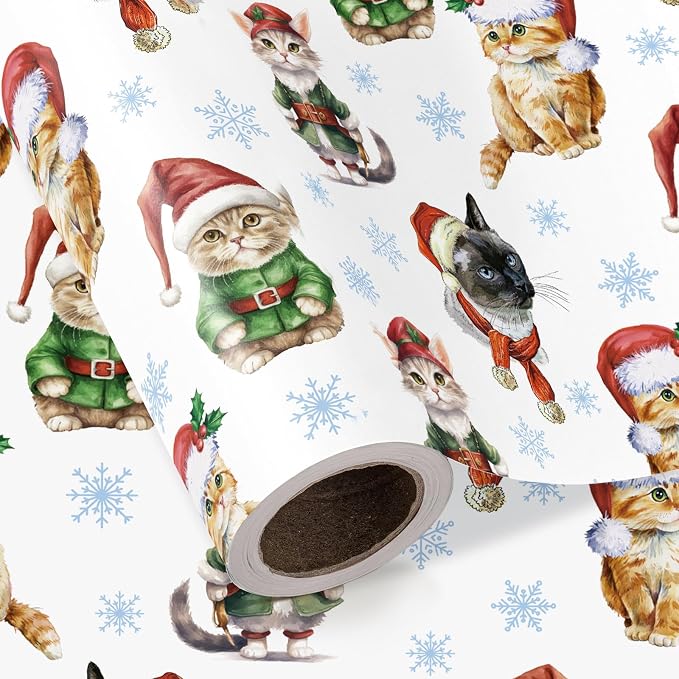 WRAPAHOLIC Christmas Wrapping Paper Roll, 17 Inch x 16.5 Feet, Reversible Holiday Gift Wrap, Double-Sided Christmas Designs for Gifts
