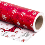 WRAPAHOLIC Reversible Christmas Wrapping Paper Roll, 17 Inch x 33 or 16.4 Feet Holiday Gift Wrap