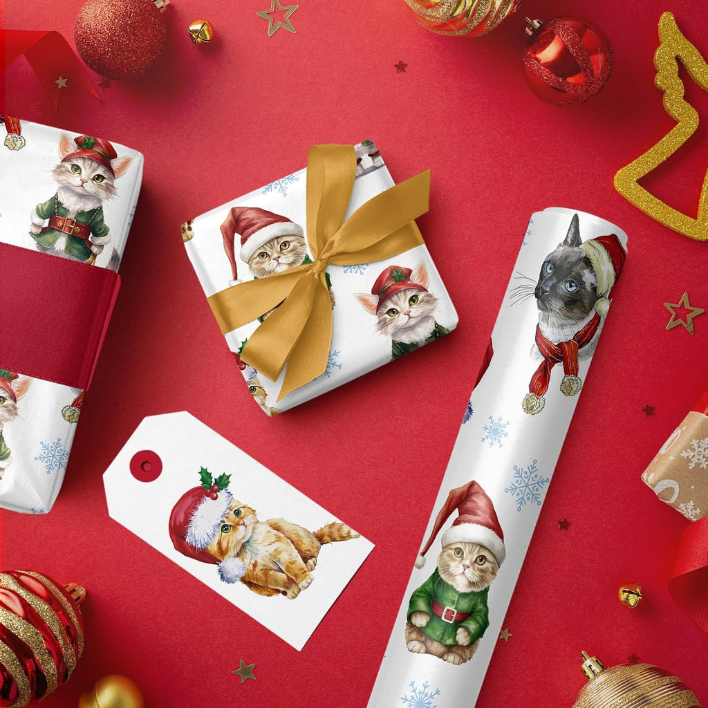 WRAPAHOLIC Christmas Wrapping Paper Roll, 17 Inch x 16.5 Feet, Reversible Holiday Gift Wrap, Double-Sided Christmas Designs for Gifts