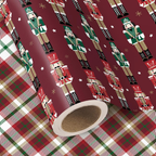 WRAPAHOLIC Christmas Wrapping Paper Roll, 17 Inch x 16.5 Feet, Reversible Holiday Gift Wrap, Double-Sided Christmas Designs for Gifts