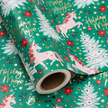 WRAPAHOLIC Reversible Christmas Wrapping Paper Roll, 17 Inch x 33 or 16.4 Feet Holiday Gift Wrap