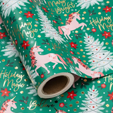 WRAPAHOLIC Reversible Christmas Wrapping Paper Roll, 17 Inch x 33 or 16.4 Feet Holiday Gift Wrap