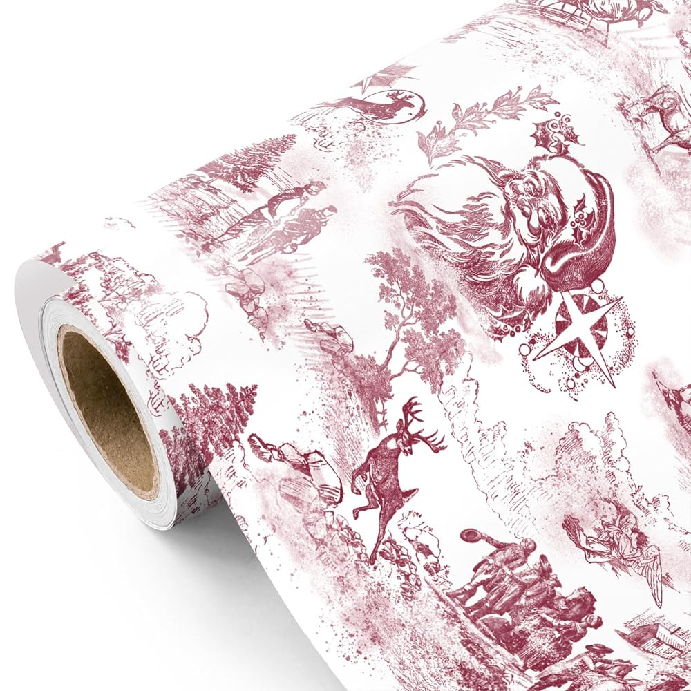 WRAPAHOLIC Christmas Wrapping Paper Roll, 17 Inch x 16.5 Feet, Reversible Holiday Gift Wrap, Double-Sided Christmas Designs for Gifts
