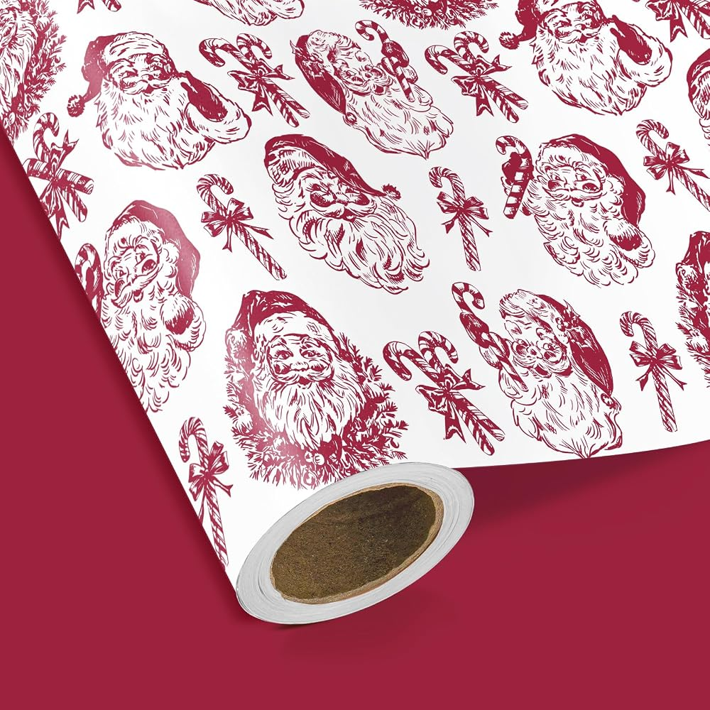 WRAPAHOLIC Reversible Christmas Wrapping Paper Roll, 17 Inch x 33 or 16.4 Feet Holiday Gift Wrap