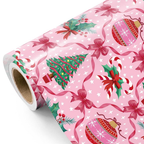 WRAPAHOLIC Christmas Wrapping Paper Roll, 17 Inch x 16.5 Feet, Reversible Holiday Gift Wrap, Double-Sided Christmas Designs for Gifts