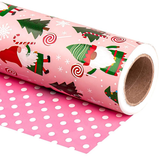 WRAPAHOLIC Reversible Christmas Wrapping Paper Roll, 17 Inch x 33 or 16.4 Feet Holiday Gift Wrap