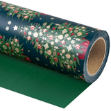 WRAPAHOLIC Reversible Christmas Wrapping Paper Roll, 17 Inch x 33 or 16.4 Feet Holiday Gift Wrap