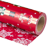 WRAPAHOLIC Reversible Christmas Wrapping Paper Roll, 17 Inch x 33 or 16.4 Feet Holiday Gift Wrap