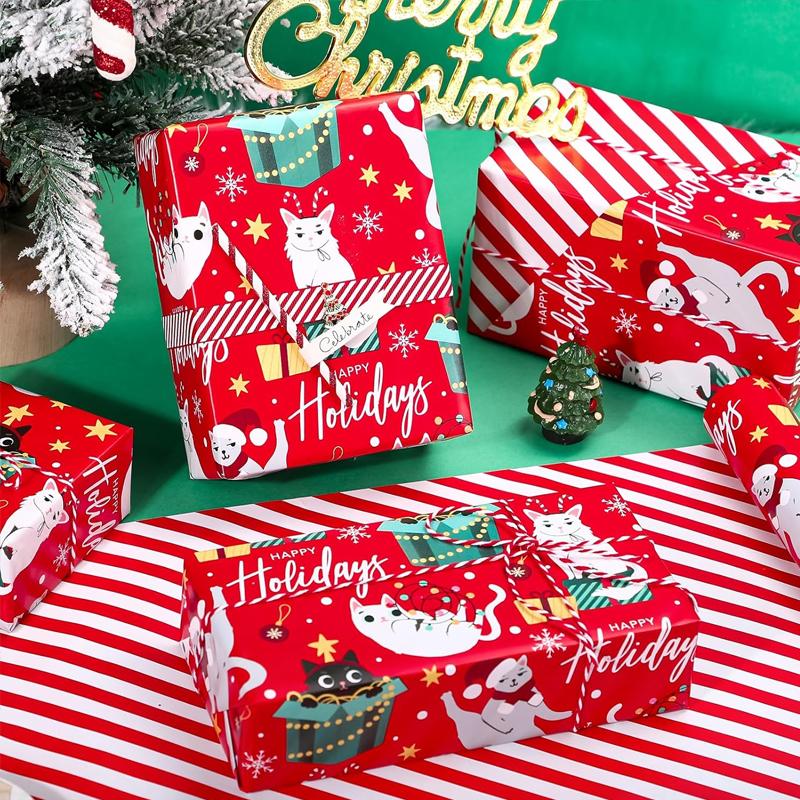 WRAPAHOLIC Reversible Christmas Wrapping Paper Roll, 17 Inch x 33 or 16.4 Feet Holiday Gift Wrap