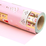 WRAPAHOLIC Reversible Christmas Wrapping Paper Roll, 17 Inch x 33 or 16.4 Feet Holiday Gift Wrap