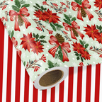 WRAPAHOLIC Christmas Wrapping Paper Roll, 17 Inch x 16.5 Feet, Reversible Holiday Gift Wrap, Double-Sided Christmas Designs for Gifts