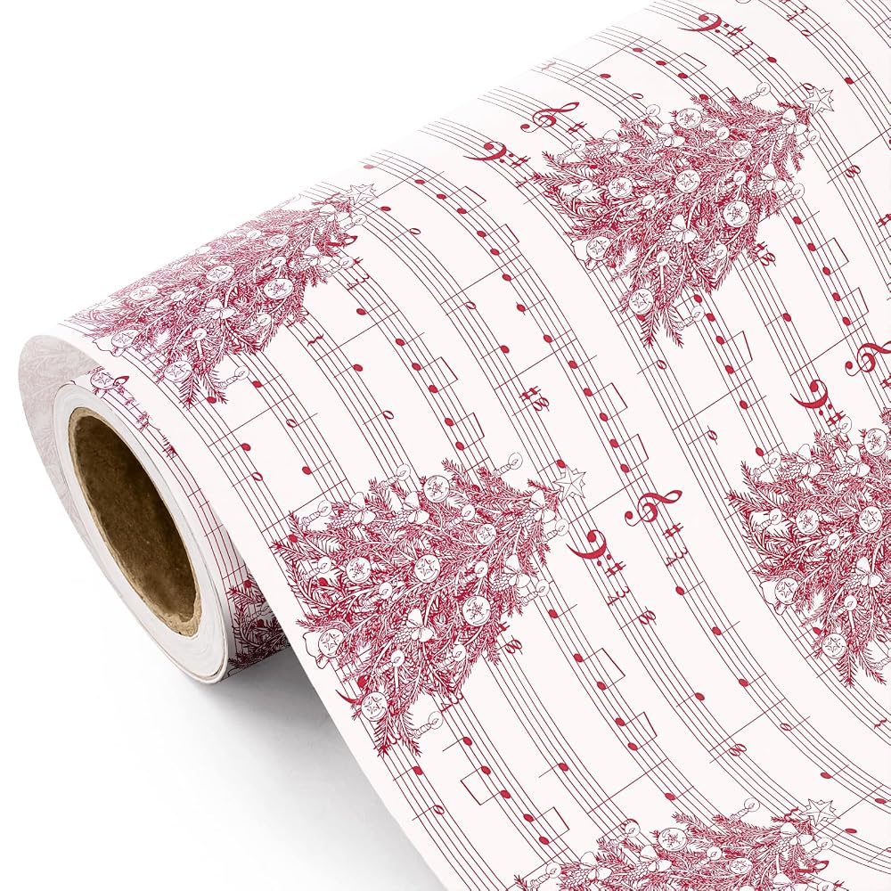 WRAPAHOLIC Christmas Wrapping Paper Roll, 17 Inch x 16.5 Feet, Reversible Holiday Gift Wrap, Double-Sided Christmas Designs for Gifts