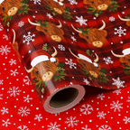 WRAPAHOLIC Christmas Wrapping Paper Roll, 17 Inch x 16.5 Feet, Reversible Holiday Gift Wrap, Double-Sided Christmas Designs for Gifts