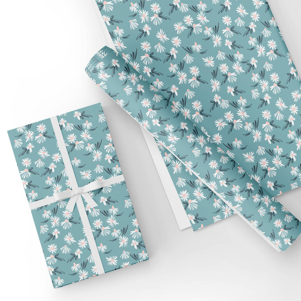 Custom Flat Wrapping Paper Manufacturer, Gift Wrap for Birthday, Wedding ,Baby  Shower, Girl ,Her - Daisy in Light Blue – WrapaholicGifts