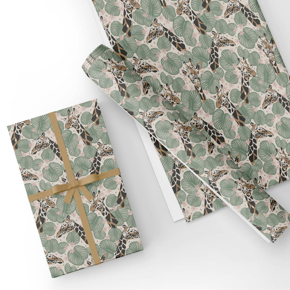 Tropical Giraffe Flat Wrapping Paper Sheet Wholesale Wraphaholic