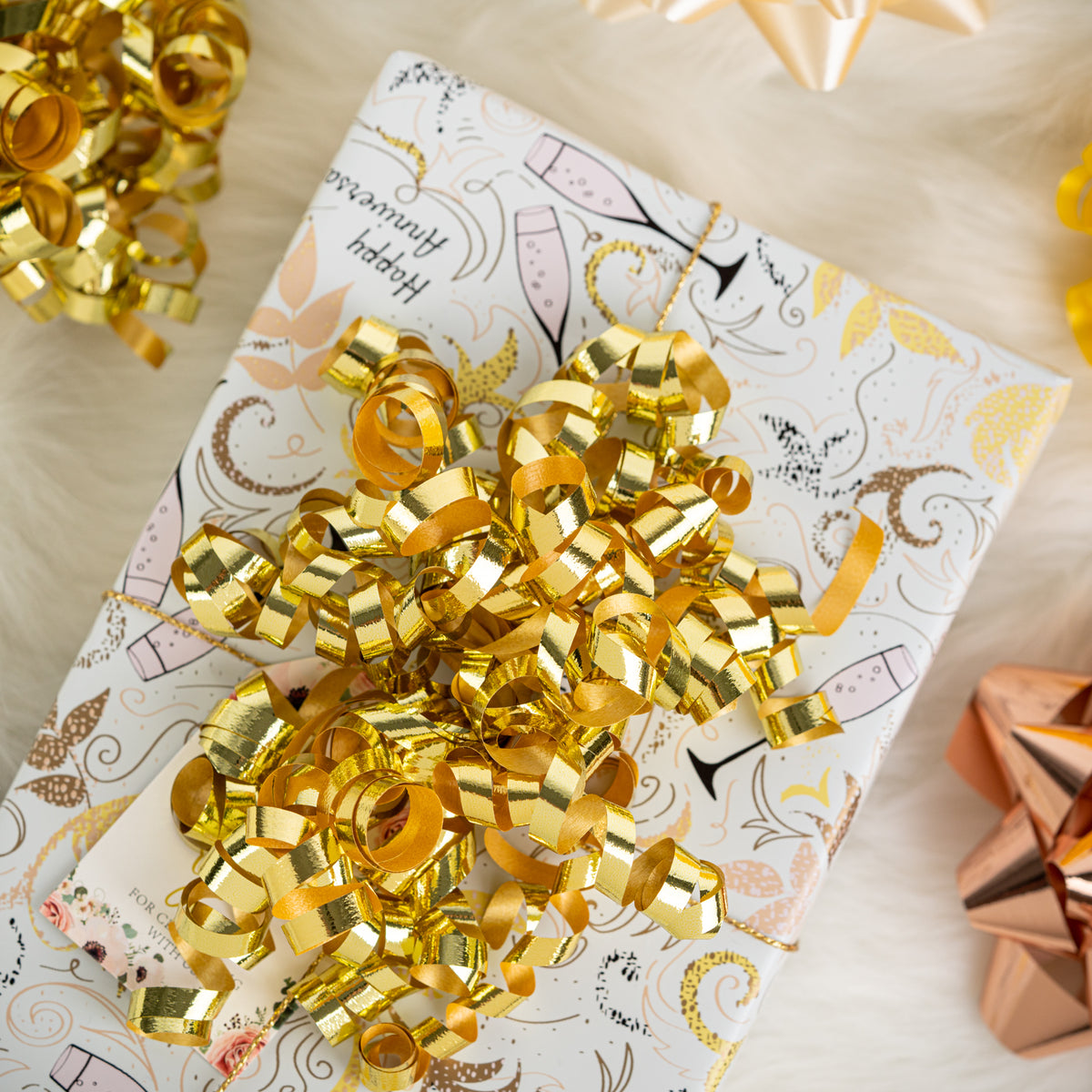 12ct Curly Bows Glossy Gold