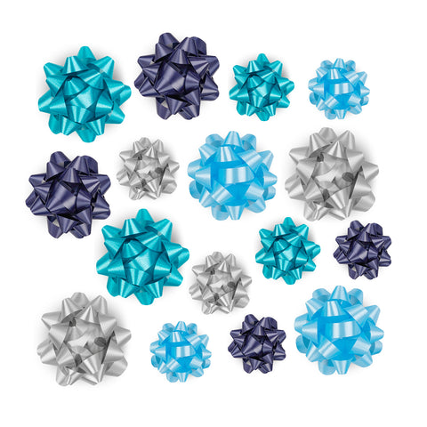 16ct Gift Bows Assort Cold Colors