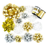 16ct Gift Bows Silver & Gold