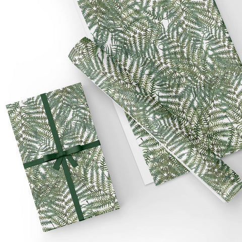 Custom Flat Wrapping Paper for Plant Lover, Birthday - Tropical Fern Leaf Wholesale Wraphaholic