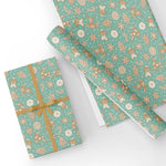 Custom Flat Wrapping Paper for Christmas, Holiday, Party - Gingersnap in Cyan Wholesale Wraphaholic