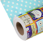 WRAPAHOLIC Reversible Wrapping Paper with Unique Robot Design - 30 Inch X 100 Feet Jumbo Roll