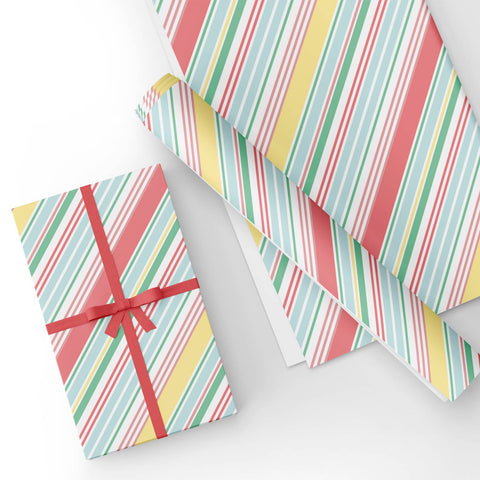 Custom Flat Wrapping Paper for Christmas, Birthday, Kids, Boys & Girls, Adults - Rainbow Stripe Wholesale Wraphaholic