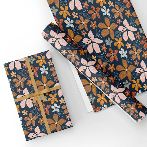 Custom Flat Wrapping Paper for Mother, Girl, Sister, Birthday Party - Autumn Floral Wholesale Wraphaholic