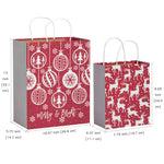 wrapaholic-assort-medium-large-christmas-gift-bags-christmas-trees-elk-decorative-balls-8-pack-2
