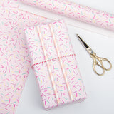 WRAPAHOLIC Reversible Pink Wrapping Paper Roll with Colorful Line - 30 Inch X 100 Feet Jumbo Roll