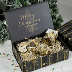 wrapaholic-christmas-collapsible-gift-box-with-magnetic-closure-black-gold-stripe-design-14x9x4-3-inch-6