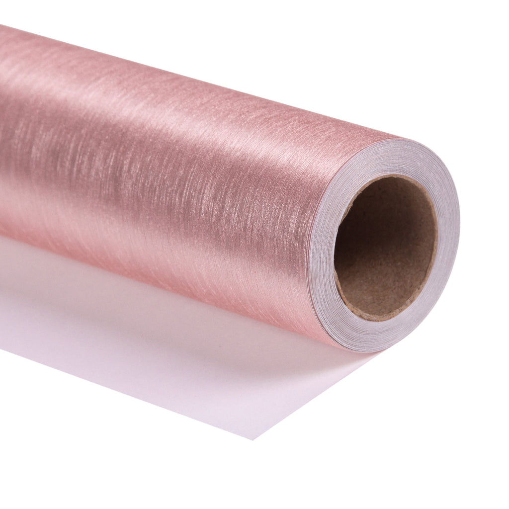 Merture Rose Gold Wrapping Paper Roll - 17 In X 32.8 Ft (46.5 sq.ft.),  Solid Color Gift Wrap with Metallic Sheen for Christmas, Wedding, Birthday