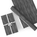 Custom Flat Wrapping Paper for Birthday, Holiday - White & Black Vertical Stripes Wholesale Wraphaholic
