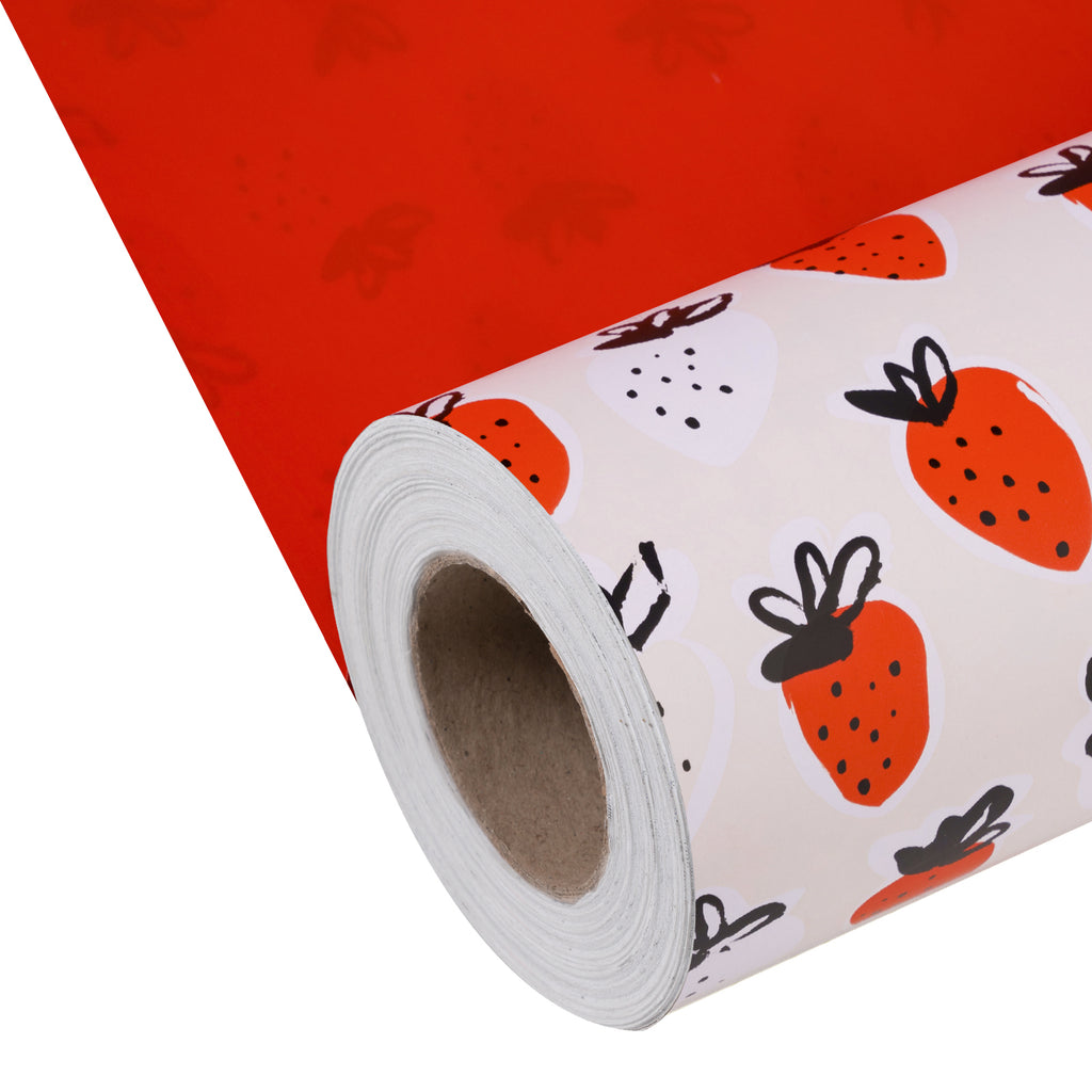 Strawberry Party Gift Wrapping Paper - Folded Flat 30 x 20 Inch (3 Sheets)