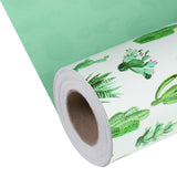 WRAPAHOLIC Reversible Wrapping Paper Jumbo Roll - 30 Inch X 100 Feet - Watercolor Cactus Print