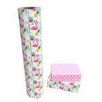 WRAPAHOLIC Reversible Flamingo and Pineapple Wrapping Paper Roll - 30 Inch X 100 Feet Jumbo Roll