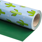 WRAPAHOLIC Cactus Reversible Wrapping Paper Jumbo Roll - 24 Inch X 100 Feet
