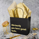 wrapaholic-obviously-you-have-great-taste-gift-bag-12-pack-10x5x10-inch-black-gold-6