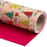 WRAPAHOLIC Reversible Birthday Wrapping Paper Jumbo Roll - 24 Inch X 100 Feet