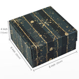 wrapaholic-christmas-collapsible-gift-box-with-magnetic-closure-black-and-gold-stripe-design-8x8x4-inch-2
