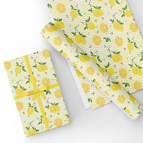 Custom Flat Wrapping Paper for Summer, Birthday Party - Sliced Lemon Lover Wholesale Wraphaholic