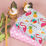 WRAPAHOLIC Reversible Flamingo and Pineapple Wrapping Paper Roll - 30 Inch X 100 Feet Jumbo Roll
