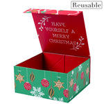 wrapaholic-christmas-collapsible-gift-box-with-magnetic-closure-red-green-christmas-ornaments-design-8x8x4-inch-3