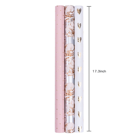 Solid Matte Pink/Silver/Golden Wrapping Paper - Mini Roll - 17