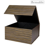 wrapaholic-8x8x4-inch-Magnetic-Closure-Box-Black-and-Gold-Stripes-3